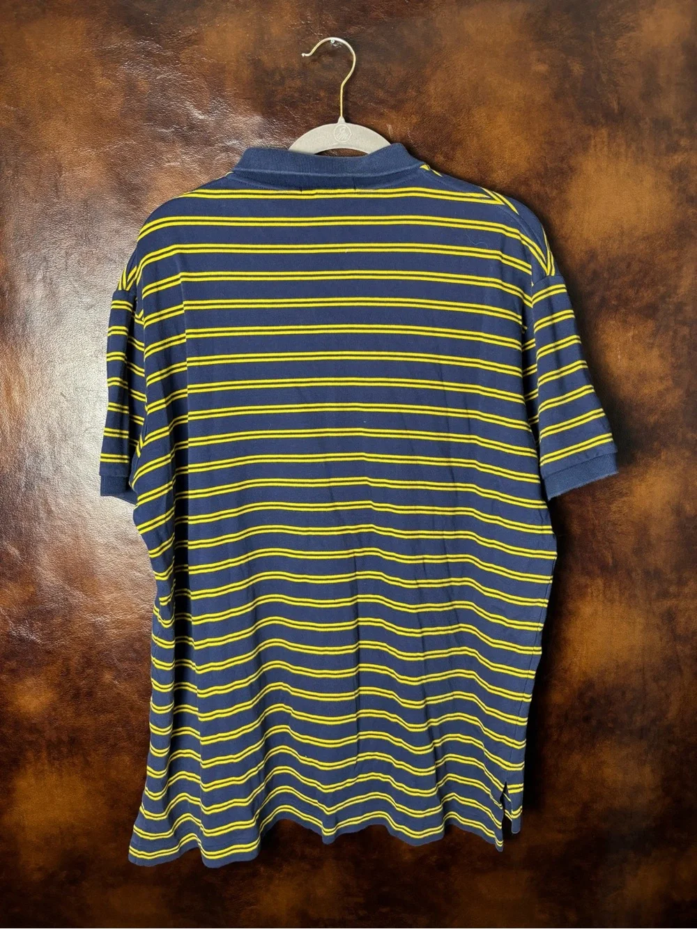 Polo by Ralph Lauren Navy & Yellow Striped Polo with Red Pony